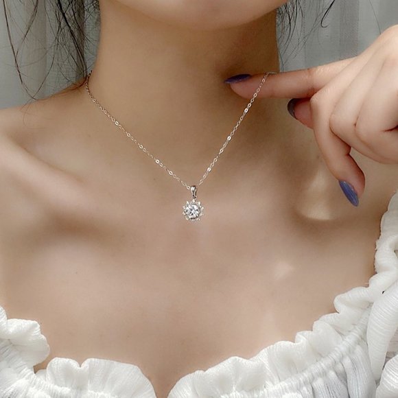 Certified 1ct. t.w. Diamond Moissanite Sunflower Necklace NEW - Picture 4 of 9